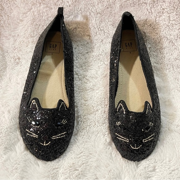 💖🐈‍⬛GAP KIDS SPARKLE BLACK KITTY GLITTER FLATS🐈‍⬛💖 - Picture 6 of 8